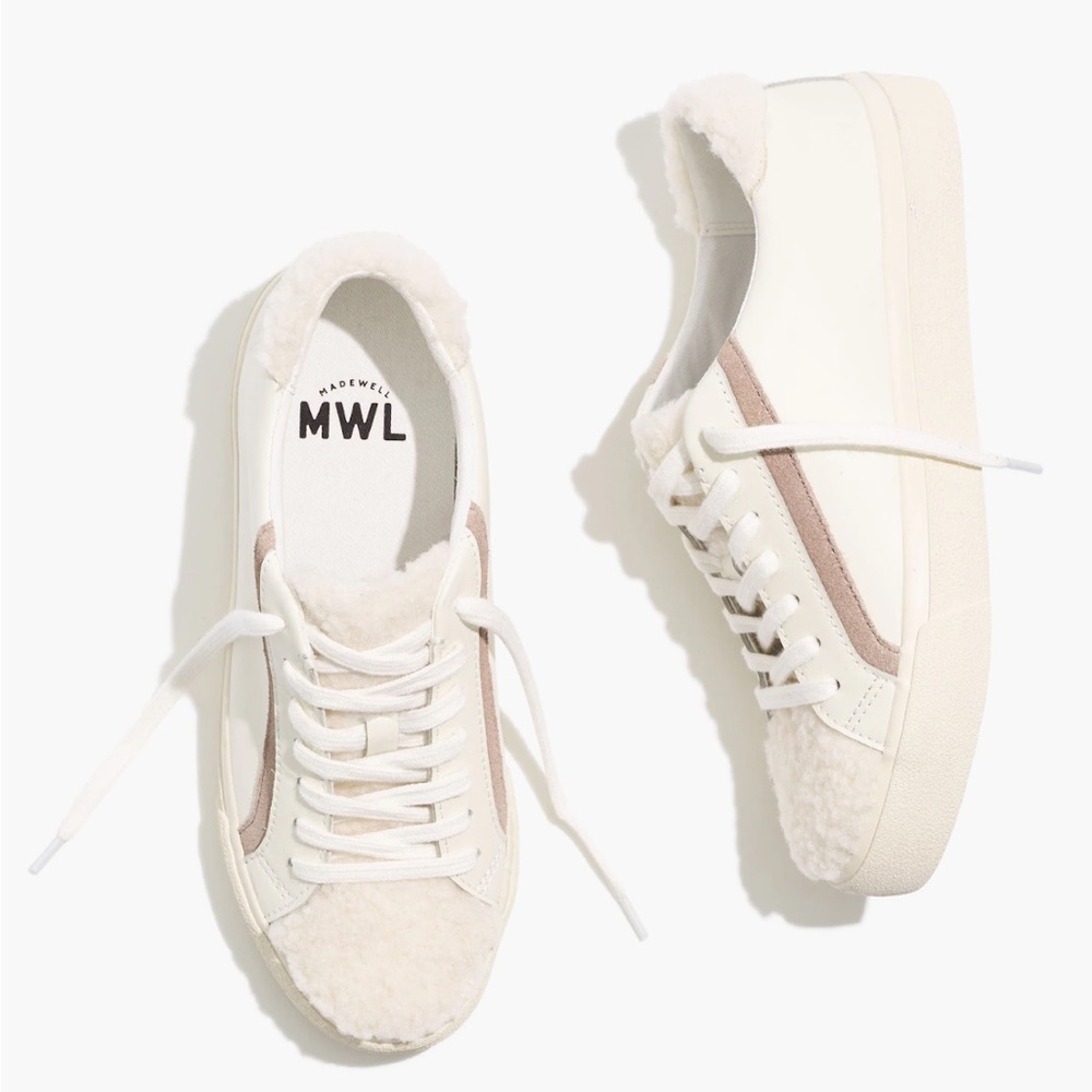 Madewell Sidewalk Low-Top Sneakers in Leather: Sherpa Edition‎